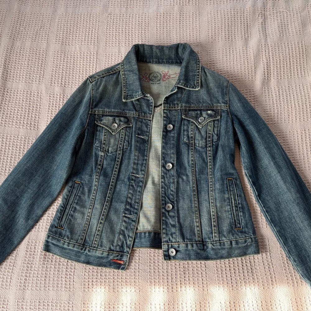GAP Blue Distressed Icon Denim Jacket